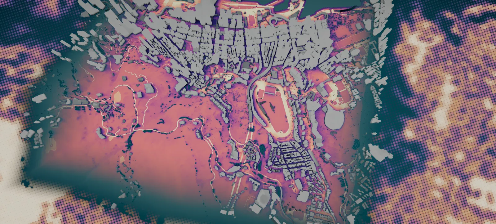 Perceived heat (UTCI) across a district of Hong Kong Island, street by street